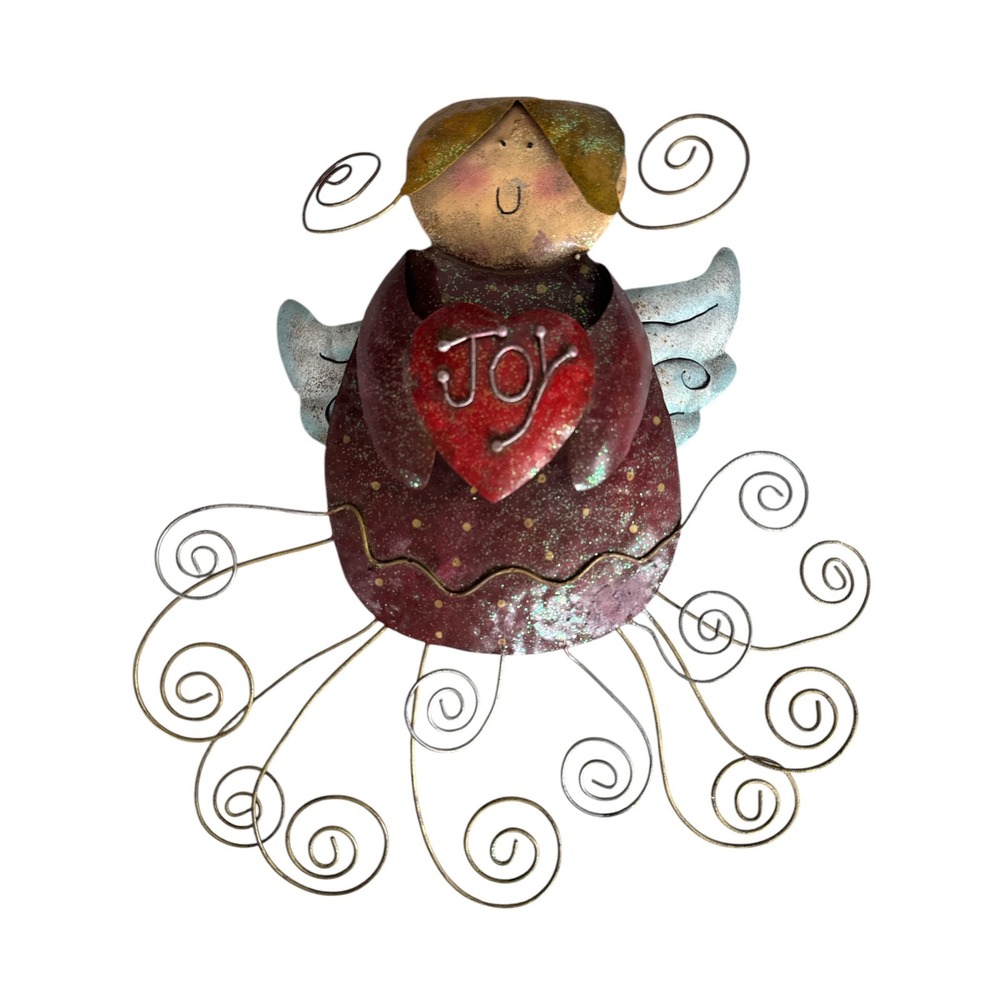 Hanging decorative Metal Angel Figurine "Joy" Heart
